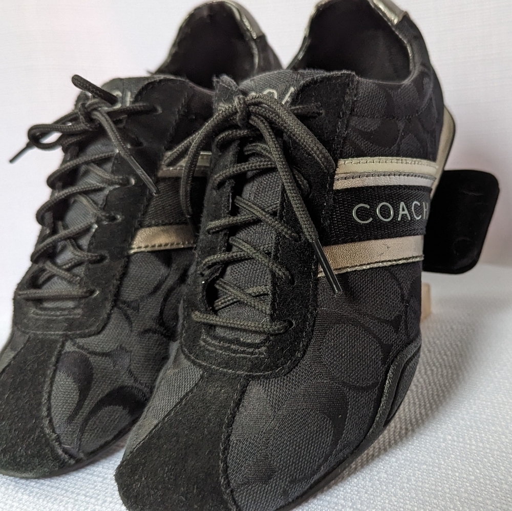 Black Canvas and‎ Suede Jayme Coach Sneakers
